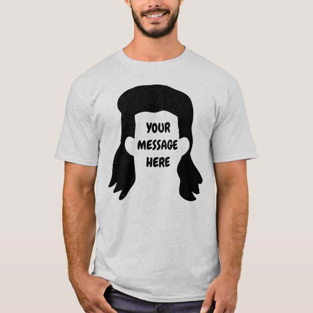 Personalised Message Funny Mullet Graphic T-Shirt (Front)