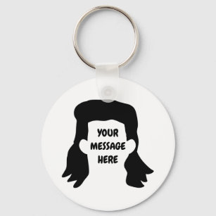 Personalised Message Funny Mullet Illustration Key Ring