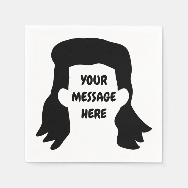Personalised Message Funny Mullet Illustration Napkin (Front)