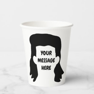 Personalised Message Funny Mullet Illustration Paper Cups