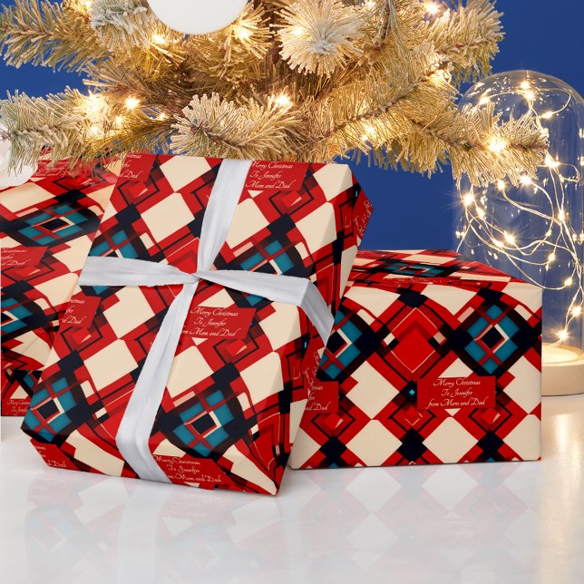 Personalised message on Christmas geometric Wrapping Paper (Creator Uploaded)