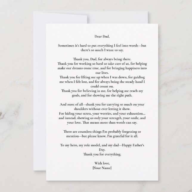 personalised Message Photo Card For Dad (Front)