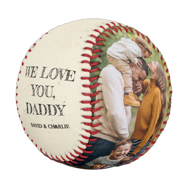 Personalised Message & Photo Keepsake Father's Day Baseball (Angled)