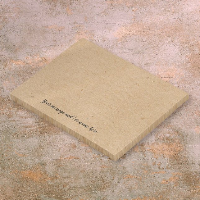 Personalised Message Rustic Kraft Paper Style Post-it Notes (Personalized Message Rustic Kraft Paper Style Post-it Notes)