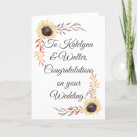 Personalised Message Sunflower Wedding Card