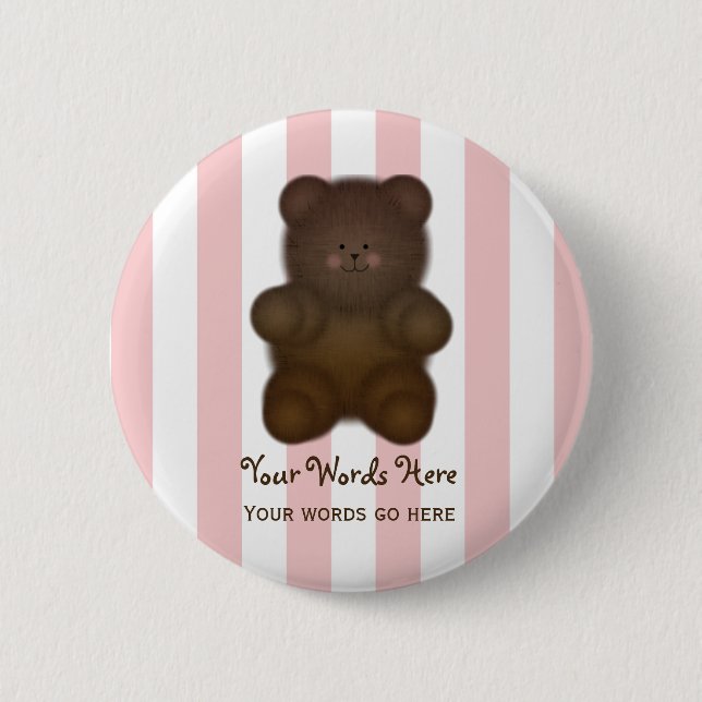 Personalised Message Teddy Bear Button (Front)