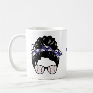 Personalised Messy Bun Baseball Mum Coffee Mug