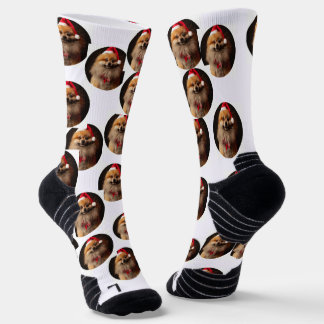 Personalised, messy, Christmas dog pattern socks