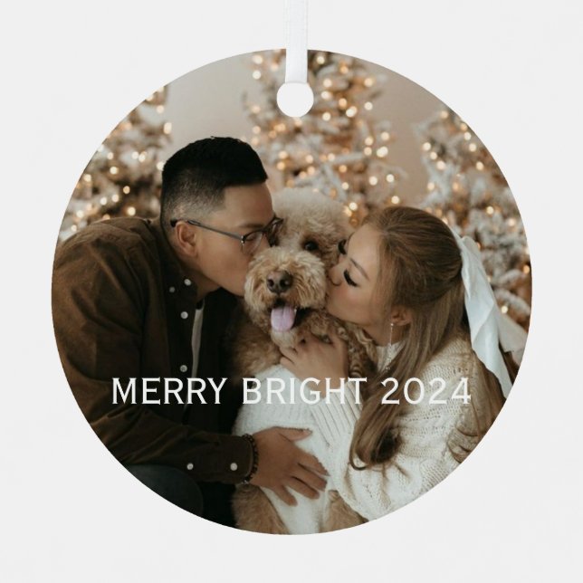 Personalised Metal Circle Ornament - Custom Photo  (Front)