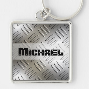 Personalised Metal Diamond Plate Keychain