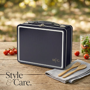 Personalised Metal Lunch Box with Simple Monogram