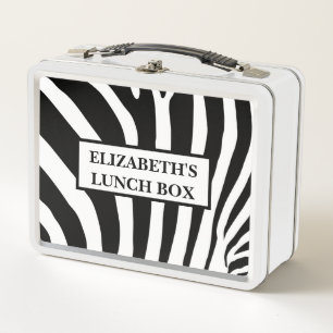 Personalised Metal Lunch Box - Zebra Print