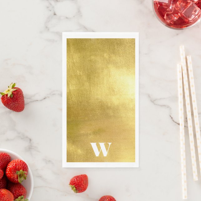 Personalised Metallic Gold Monogram Holiday Napkin (Insitu)