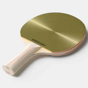 Personalised metallic gold texture monogram ping pong paddle