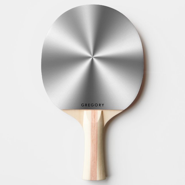 Personalised metallic grey texture monogram ping pong paddle (Front)