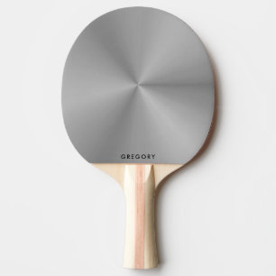 Personalised metallic grey texture monogram ping pong paddle