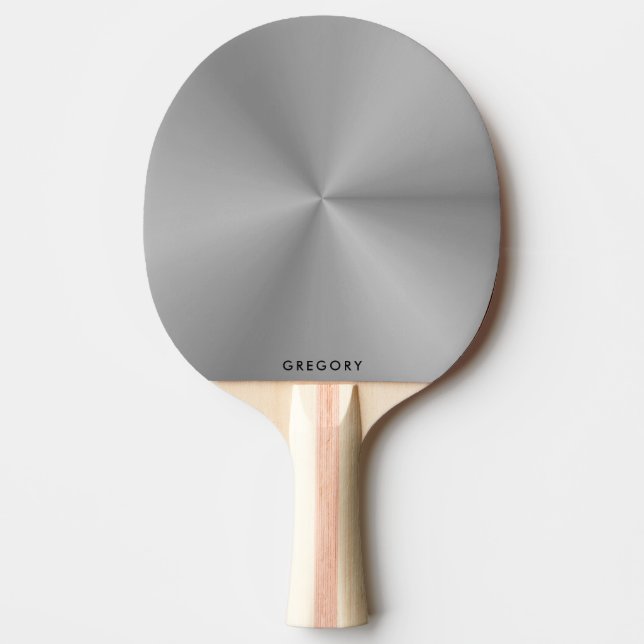 Personalised metallic grey texture monogram ping pong paddle (Front)