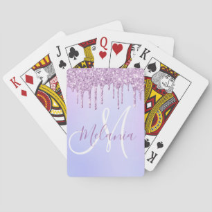 Personalised Metallic Purple Drip Lavender Pour Playing Cards