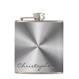 Personalised Metallic Radial Texture Hip Flask