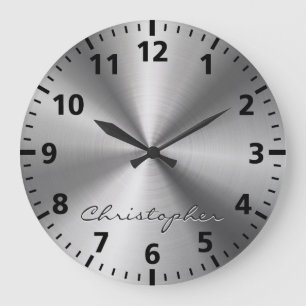 Personalised Metallic Radial Texture Large Clock