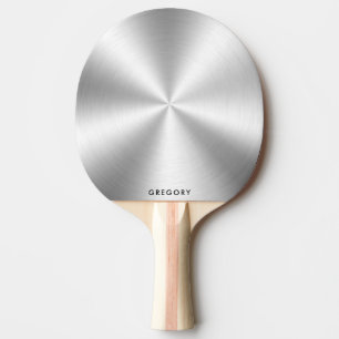 Personalised metallic shiny silve texture monogram ping pong paddle
