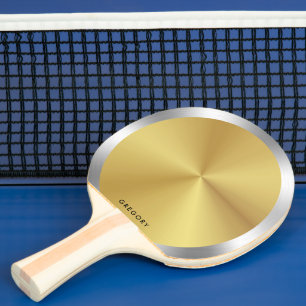 Personalised metallic silver and gold monogram ping pong paddle