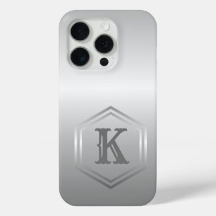 Personalised Metallic Silver Monogram iPhone 15 Pro Case