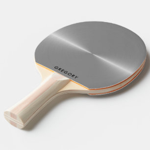 Personalised metallic silver texture monogram ping pong paddle