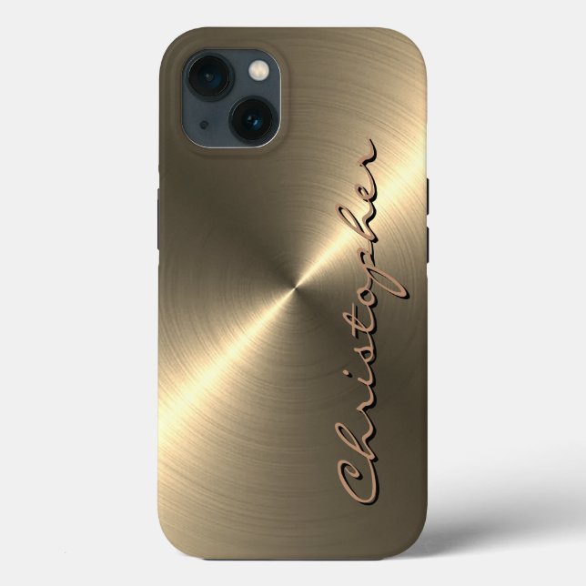 Personalised Metallic titanium Gold Radial Texture Case-Mate iPhone Case (Back)