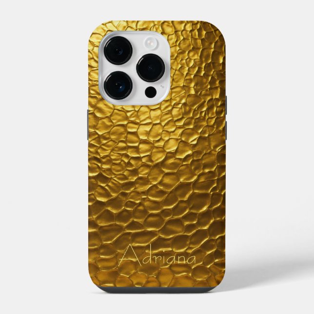 Personalised Metallic titanium Gold Radial Texture iPhone Case (Back)