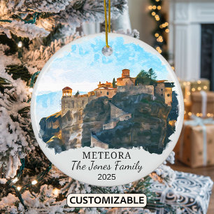 Personalised Meteora Ornament, Greece Ceramic Tree Decoration