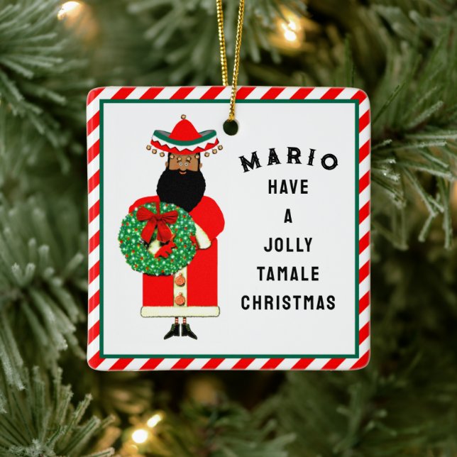 Personalised Mexican Christmas Gift Ceramic Ornament (Tree)