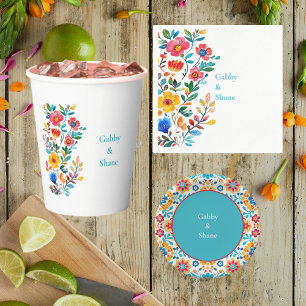 Personalised Mexican Floral Couples Shower  Paper Cups