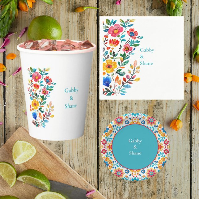 Personalised Mexican Floral Couples Shower  Paper Cups (Creator Uploaded)