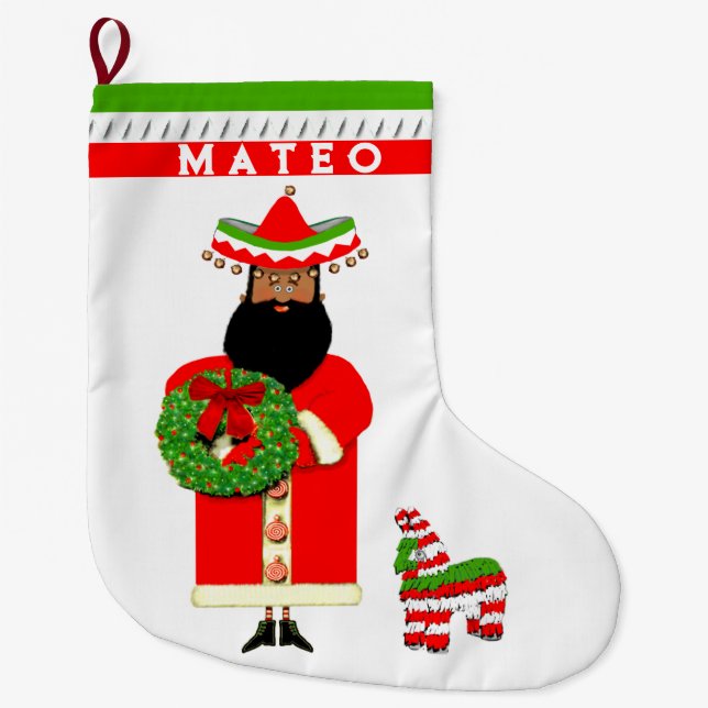 personalised Mexican Large Christmas Stocking (Front)
