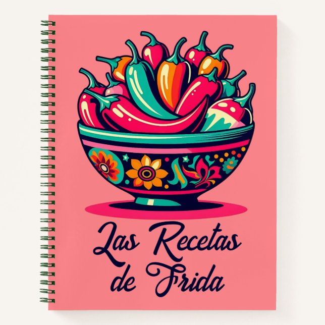 Personalised Mexican Pop Art Chiles Recipe Book (Front)