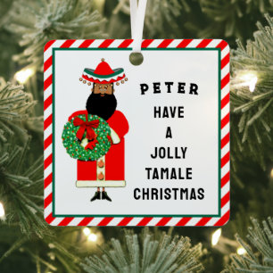 personalised Mexican Santa Metal Tree Decoration