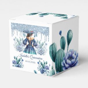 Personalised Mexican Style Quinceañera Royal Blue Favour Box