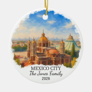Personalised Mexico City Ceramic Ornament, Custom Tree Decoration