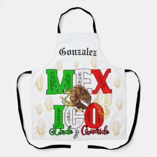 Personalised Mexico Emblem Last Name custom Apron