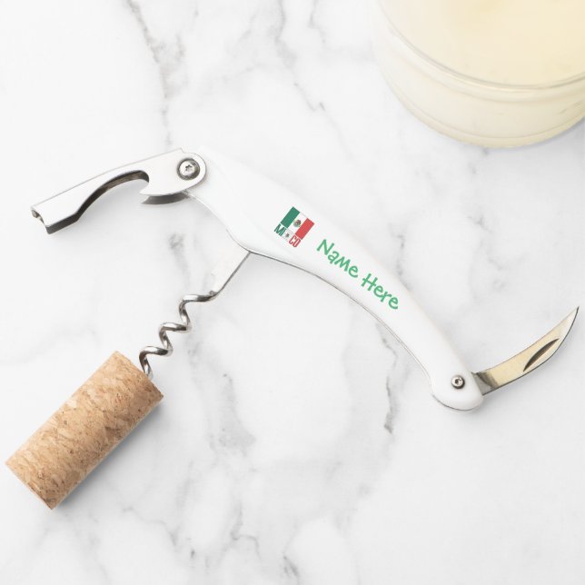 Personalised Mexico Flag Corkscrew (Front)