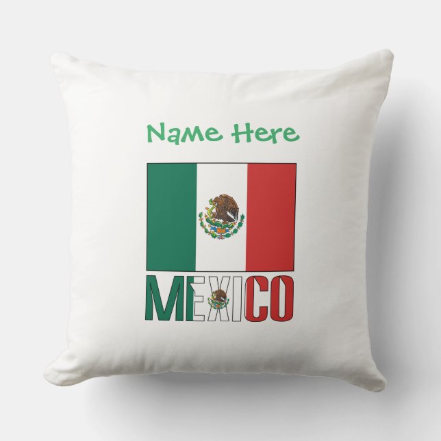 Personalised Mexico Flag Cushion (Front)