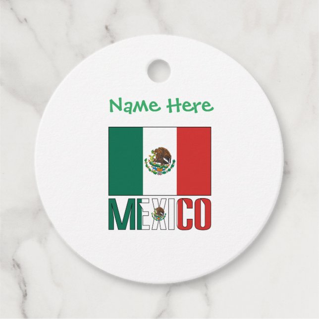 Personalised Mexico Flag  Favour Tags (Front)
