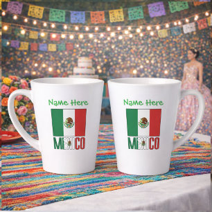 Personalised Mexico Flag Name Design Latte Mug
