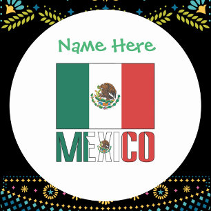 Personalised Mexico Flag Round Classic Round Sticker