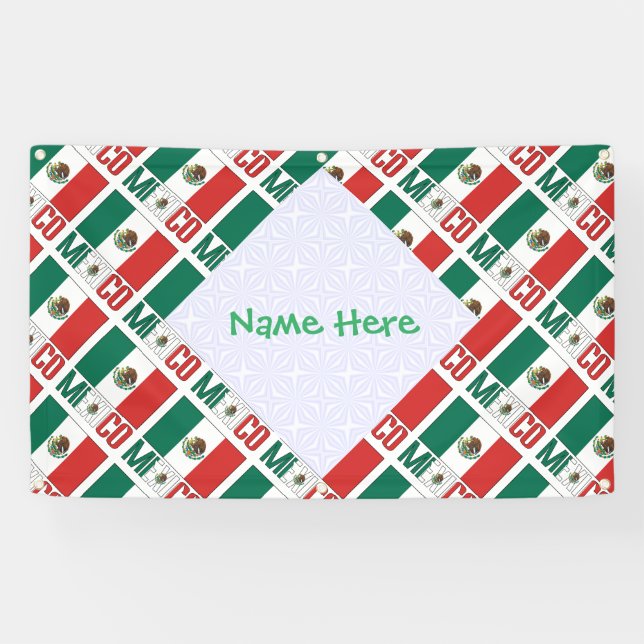Personalised Mexico Flag Tiled Banner (Horizontal)
