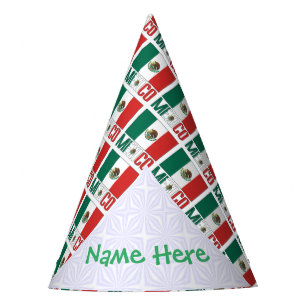 Personalised Mexico Flag Tiled Party Hat