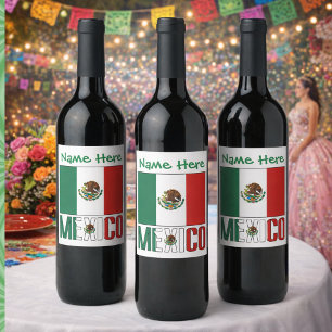 Personalised Mexico Flag Wine Label