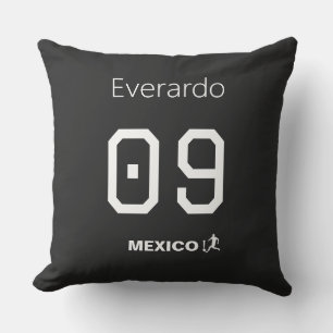Personalised Mexico Soccer Goal Black Jersey Cushion