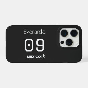 Personalised Mexico Soccer Goal Black Jersey iPhone 15 Pro Case